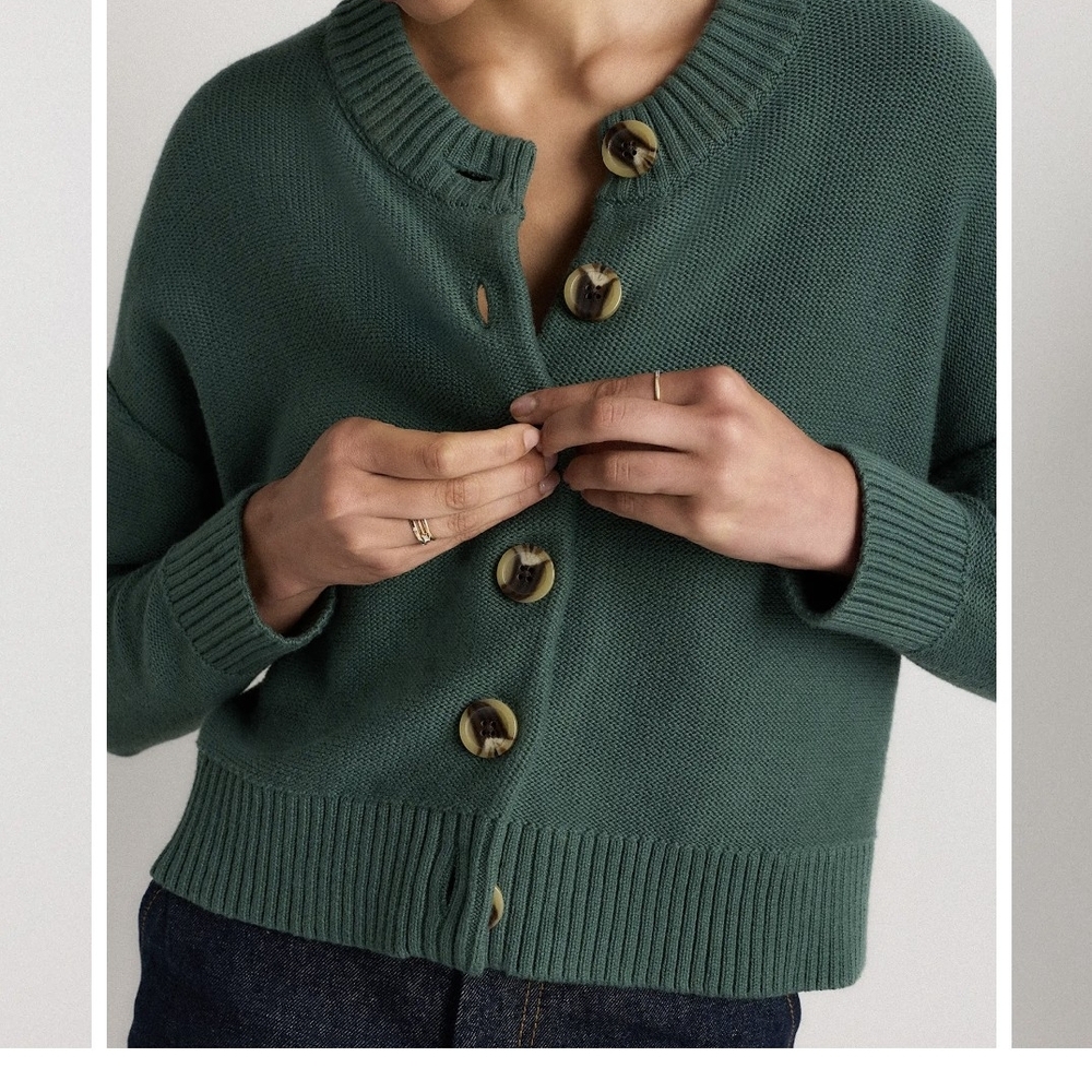NWOT Quince 100% Organic Cotton Cropped Cardigan - XL